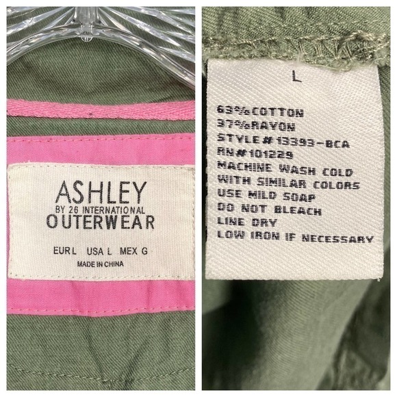 ASHLEY by 26 International Outerwear Utility Jacket Shacket Green Women's Size L - Picture 10 of 12